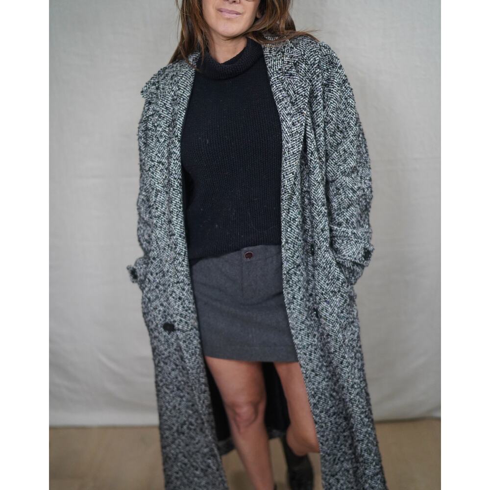 Vintage Longline Wool Tweed Coat Oversized - Picture 4 of 9